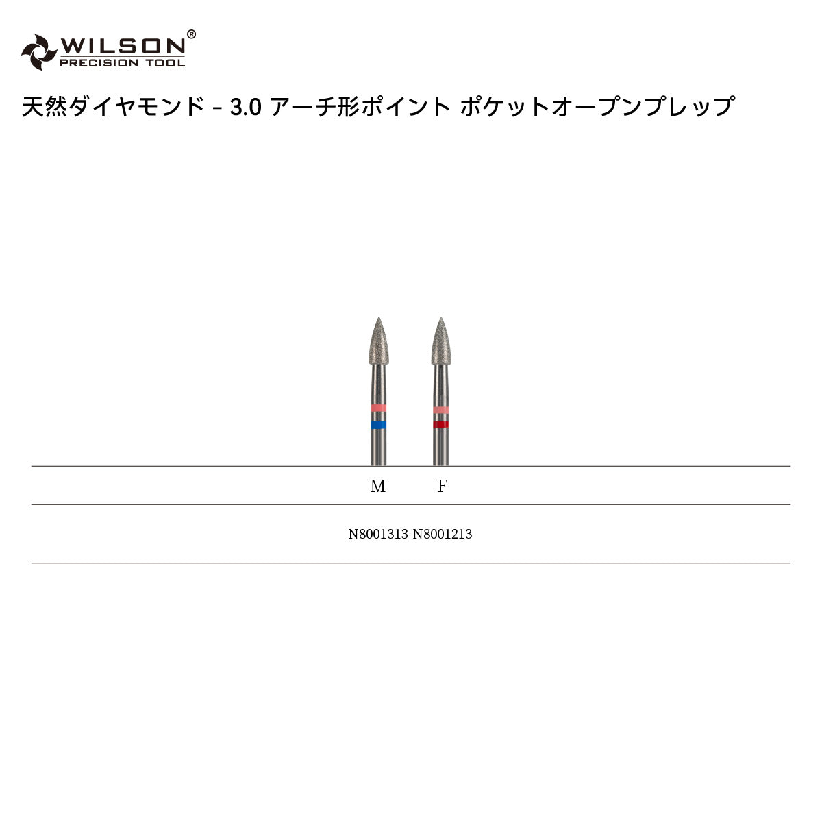 WILSON 天然ダイヤモンド - 直径3.0mm アーチ形ポイント ポケットオープンプレップ
