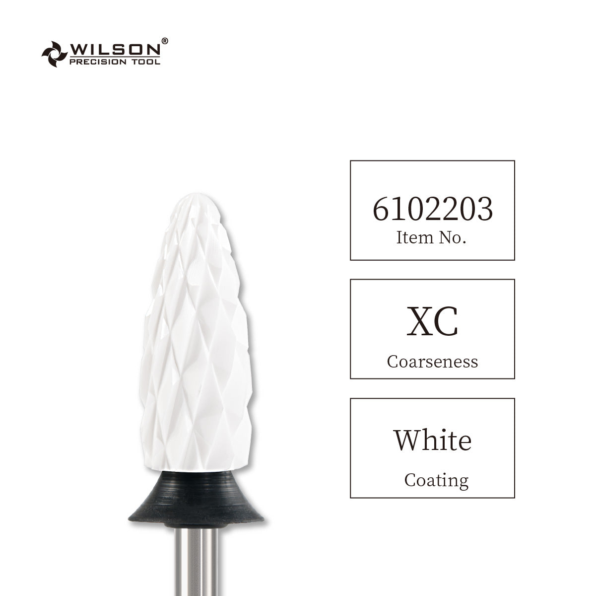 WILSON ネイルアート用 φ6.0mm トーチ形状 複合セラミックバー（ホワイト）