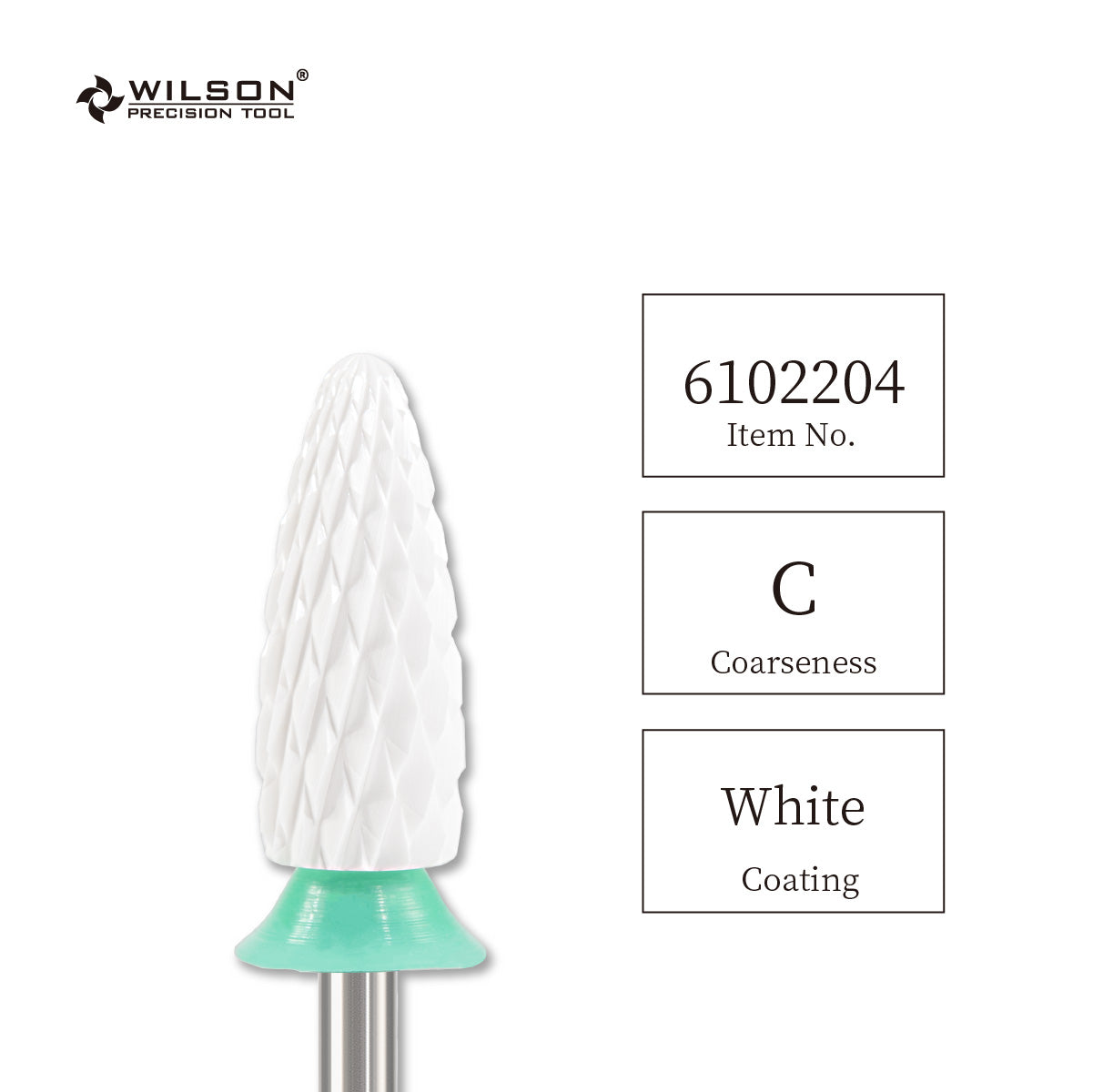 WILSON ネイルアート用 φ6.0mm トーチ形状 複合セラミックバー（ホワイト）
