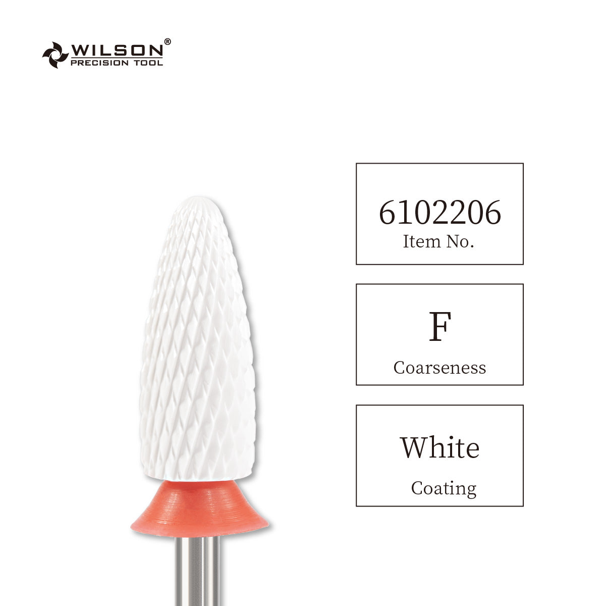 WILSON ネイルアート用 φ6.0mm トーチ形状 複合セラミックバー（ホワイト）