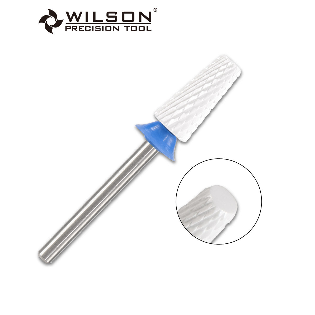 WILSON ネイルグラインダーヘッド - φ6.0mm テーパー＆フラット面取り・複合セラミック（ホワイト）